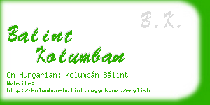 balint kolumban business card
